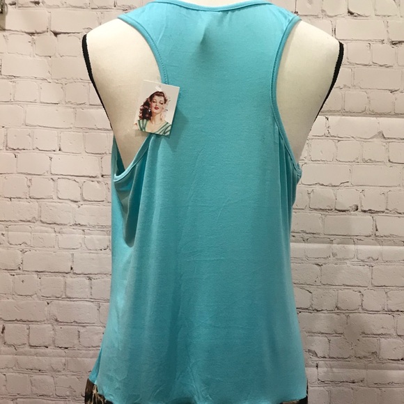 Turquoise Leopard Ruffle Top - Picture 5 of 5